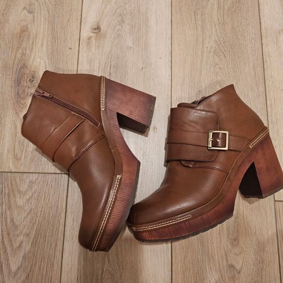 KORKS Stacey Brown Platform Ankle Boots Size 10 - Picture 3 of 8